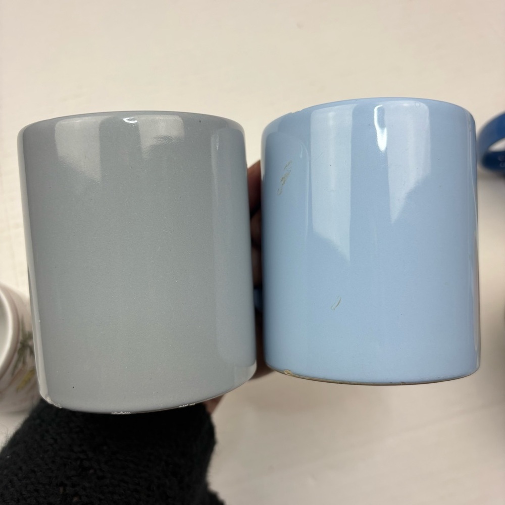 Waechtersbach Spain Coffee Cups Mugs Gray Blue Ceramic 8oz Collectible Drinkware
